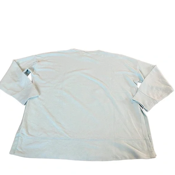 AERIE Medium Light Blue Textured Crew Neck Pullover Relaxed Oversized‎ Top - Picture 10 of 11